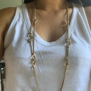 Double Strand Gold Long Necklace